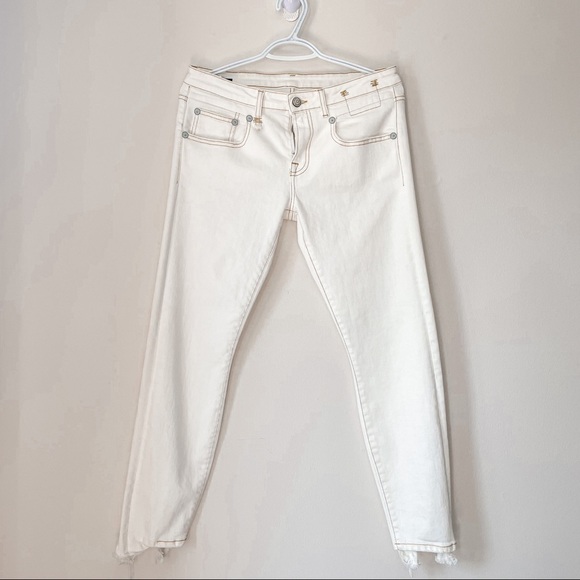 R13 women’s boy skinny ivory white distressed jeans pants size 31 - Picture 5 of 16